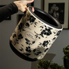 Sanmu Qinghe French trash can for home living room new light luxury high-end French large capacity bedroom high-value double-layer bathroom Paris Flower Shadow (beige) 12L large capacity