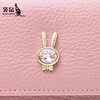 Kangaroo wallet women's short 2025 new first-layer cowhide women's hand-held fashionable three-fold hand-grabbed coin purse card holder pink horse