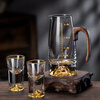 Lugaris walnut handle white wine glass wine dispenser set Jinshan household crystal glass Chinese style light luxury wine set 6 pots 6 cups three-layer rack wooden handle Jinshan wine dispenser + Jinshan gold-rim bullet cup