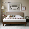 NORHOR Nordic Expression/Medieval Retro Style Rotterdam/LOTA Leather High Back Solid Wood Double Bed Master Bedroom GZ Spot Walnut Color Z 1500mm*2000mm