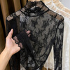 Fubec Thin High Collar Lace Inside Small Shirt for Women Spring and Autumn 2025 New Fungus Edge Mesh Base White One Size