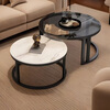Gupujia coffee table living room small apartment modern simple slate light luxury glass round hospitality tea table balcony small side table