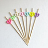 An Junsheng disposable fruit picks for children, cute bamboo picks, burgers, desserts, creative toothpicks, candied haws cocktails, 12cm hollow hearts, 100 pieces