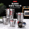 Ruolin stainless steel bucket portable ice bucket kindergarten trash can with lid oil bucket iron bucket home kitchen canteen thickened extra thick 30cm bucket 10L without lid with water spoon