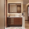 Sibai 2025 new style antique rattan bathroom cabinet combination ceramic integrated basin bathroom washbasin washbasin oak solid color smart mirror cabinet 1.0 meters