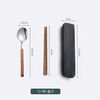 Kashiwa Chao chopsticks and spoon set, one person, one chopstick, portable tableware, student storage box, fork, single wooden chopsticks, thickened silver, one pair of chopsticks