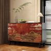 Wen Yijia customized new Chinese style retro solid wood sideboard living room aisle door decorative cabinet entrance cabinet against the wall hotel storage conventional environmentally friendly board directly shoot a few styles 4 doors