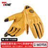 TKNE summer motorcycle gloves men's anti-fall breathable sheepskin retro KP10/brown summer style-hole L
