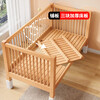Qiuying liftable beech wood spliced bed solid wood children's bed crib widened spliced large bed child bedside bed spliced bed three guardrails + 5cm coconut palm mattress (height adjustable) liftable length 200 width 60 height 35 60 guardrails