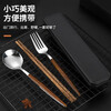 MaiYaYa portable tableware set stainless steel wooden chopsticks spoon fork three-piece set student children's tableware travel box portable tableware-silver chopsticks-fork-spoon-box
