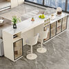 Bar table behind Kongjiang sofa, modern minimalist style living room partition cabinet, multi-functional island dining table, integrated slate sideboard, 2-meter bar table + 0.4-meter side cabinet combination, customizable and complete