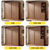 Huixun Free Installation Wardrobe Bedroom Wooden Furniture Sliding Door Walnut Color Home Storage Wardrobe Cabinet 140*200*50 Main Cabinet