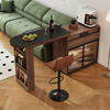 Ouyue light luxury slate solid wood retractable bar table, dining table and wine cabinet, integrated home living room, customizable sofa partition side cabinet, slate bar table + upper cabinet 1.0m + bar chairs*2