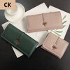 CHLING KAYAN small ck women's bag 2025 new Korean version trendy genuine leather two-fold women's wallet folding first-layer cowhide wallet black
