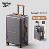 Reebok aluminum frame PC suitcase trolley case multi-functional boarding case travel code box British gray brown 20 inches