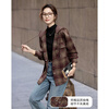 Demana sheep wool plus velvet warm winter retro millennium hooded plaid loose adjustable drawstring women's jacket
