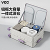 VCC aluminum frame suitcase trolley case with side opening cover for women, deep storage, large capacity, good looks, lightweight and durable suitcase, leather suitcase for men, white and orange, deep storage with side opening + leather handle, 24 inches, soft-sounding infused rubber wheels + dual USB charging interfaces