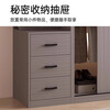 Haoxuan solid wood wardrobe home bedroom sliding door 2025 ecological board cabinet rental hanging wardrobe Chiyang gray 1.6m three-door main cabinet 60cm deep solid wood