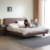 Jasmine purple sauce Nordic modern simple black walnut 1.5mx2m pure solid wood large bed small apartment master bedroom 1m8 double bed black walnut bed 1800*2000 black walnut full bed board