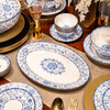 Hongxi Shengshi Jingdezhen enamel color tableware complete set of high-end blue and white porcelain dishes set bowls and plates for home gift housewarming enamel color blue and white ~ 80 pieces for 10 people
