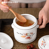 Jingle food-grade stew pot, old-fashioned family-sized steam soup pot, stew pot, ceramic double ears and double lid, household soup and ginseng cup, Jiahefu (600ml for 1 person)