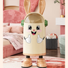 Rabbit trash can household cute high-looking trash can living room and bedroom storage large capacity with cover thickening simple pink smiley face - standing style