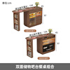 Harmony Dujiang solid wood sideboard bar table retractable storage partition integrated cabinet living room small apartment sofa side cabinet double-sided storage bar table combination walnut color solid wood