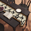 Pure mid-century style dining table and table flag, light luxury, high-end long tea mat, tea table cushion, sideboard, thickened tablecloth, coffee table and tea flag, Huafuluoye 30*140cm cotton and linen + round bead tassel black