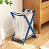 Japan imported foldable garbage rack with tray plastic bag storage bracket kitchen portable garbage bag hanger blue 27.9*35.6*29.2 cm