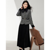 Xinfeiyu French thickened short coat small fragrant style suit for women 25 winter new small velvet skirt two-piece set