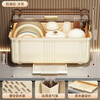 Nafenai cupboard bowl and chopsticks storage rack kitchen drain rack with cover dust-proof tableware storage rack household cabinet countertop dish rack large cream white