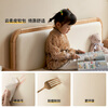 Genji Muyu Children's Furniture Solid Wood Children's Bed Organic Leather Soft Covered Bedside Backrest Teenager's Bed Children's Bed 1m*2m+Mattresses J117