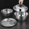 He Jiagong stainless steel basin set kitchen household thickened egg and noodles washing vegetable drain basket leaking soup basin 2 30 planing plate + thick basin