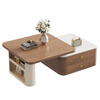 Zuo Kezuo's ancient style coffee table combination living room household small apartment 2025 new simple high-end storage floor-standing telescopic tea table telescopic double-layer square cabinet solid wood coffee table combination