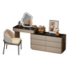 Snow beam solid wood dressing table bedroom drawer cabinet integrated modern simple light luxury high-end bedside retro dressing table bedside table dressing table + six drawer cabinet + cloud mirror + petal chair 120cm dressing table-solid wood frame shipped in one package