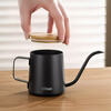 CLITON304 stainless steel hand brewed coffee pot travel office home hanging wooden handle ear coffee long mouth pot thin mouth pot with lid