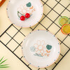 Household ceramic plate dish plate round plate ceramic simple style underglaze color simple line flower 7-inch breakfast plate 7-inch breakfast plate 2 pack