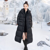 Sibaishe celebrity style 90 velvet hooded down jacket for women 2025 winter new loose long coat