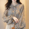 Xia Dian Sudian Queen (SE.PSTP) French Floral Chiffon Top Women's Autumn 2025 New Style Western Unique and Exquisite Long-sleeved Shirt Floral Shirt Version 3XL Recommended to wear 130-140 pounds