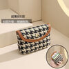 Qisihua Fashionable Coin Purse Women's Bag Mini Short Zipper Key Bag Simple Small Wallet Coin Small Coin Bag Purse Brown Houndstooth Selected Imported Hardware Snaps