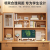 Motai desk bookcase bookshelf integrated table home junior high school student study table writing table and chair adult bedroom computer table recommended five-draw visual door pastoral wood 140*60CM assembly (self-installation)