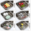 Yonghuan 316 Sink Drain Basket Stainless Steel Kitchen Sink Telescopic Wash Basin Rack Multi-functional Tableware Drain Rack 316 Steel Retractable Drain Basket Comes with Anti-Slip Mat