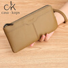 Casa-kupsCK Chinese Valentine's Day leather wallet women's long Korean style fashion men's clutch wrist coin mobile phone bag black