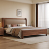 Foreign walnut solid wood bed double bed new Chinese style master bedroom large bed light luxury soft package home wedding bed 508 bed