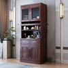 Dizhu new Chinese style black gold solid wood wine cabinet and sideboard integrated wall-mounted living room glass door tall multi-functional storage cabinet 7904#1.2 meters long 120x40x200 black gold