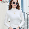 Woodpecker pure cotton long-sleeved T-shirt bottoming shirt for women spring and autumn solid color versatile half turtleneck slim inner top for women white L