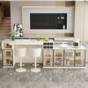Bar table behind Kongjiang sofa, modern minimalist style living room partition cabinet, multi-functional island dining table, integrated slate sideboard, 2-meter bar table + 0.4-meter side cabinet combination, customizable and complete