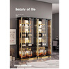 Ge Yan's high-end new light luxury glass wine cabinet living room storage all-in-one multi-functional household handicraft toy storage display cabinet 1060# black gloss + brushed titanium gloss + brown