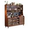 Huili solid wood sideboard home kitchen storage cabinet multi-function wine cabinet mid-century style wall-mounted integrated storage cabinet tea 1.20 meters walnut color/all solid wood multi-door