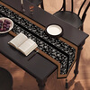 Pure mid-century style dining table and table flag, light luxury, high-end long tea mat, tea table cushion, sideboard, thickened tablecloth, coffee table and tea flag, Huafuluoye 30*140cm cotton and linen + round bead tassel black